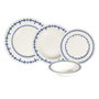 Hermia Blue Orbit Bonsai Juego de Cena de 24 Piezas en Blanco y Azul